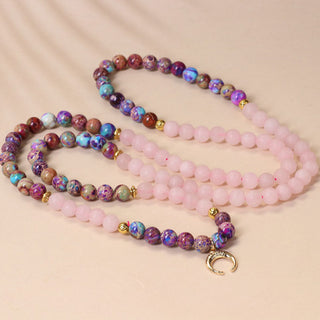 Buddha Gift 108 Beads Miano Real Pink Crystal Mala Healing Bracelet