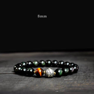 Buddha Gift To Experience a Reversal of Fortune Rainbow Obsidian Gold Sheen Obsidian Protection Bracelet