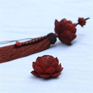 Buddha Gift Tibetan Small Leaf Red Sandalwood Lotus Luck Protection Tassel Decoration