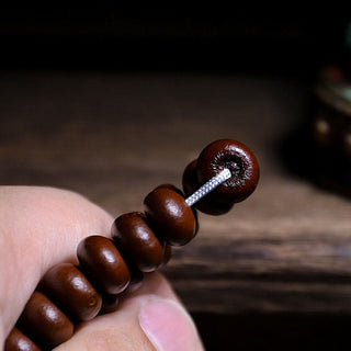 Buddha Gift Natural Tibet 108 Mala Beads Purple Bodhi Seed Three-eyed Dzi Bead Copper Dorje Harmony Bracelet