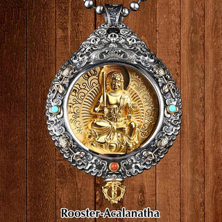 Buddha Gift Chinese Zodiac Natal Buddha Thangka Nine Palaces Eight Diagrams Wealth Rotatable Necklace Pendant