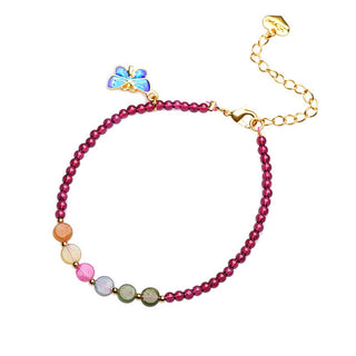Buddha Gift Garnet Tourmaline Butterfly Protection Bracelet Anklet