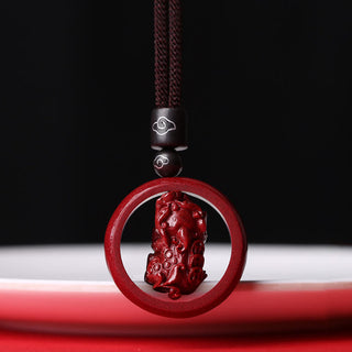 Buddha Gift Cinnabar Om Mani Padme Hum PiXiu Blessing Lucky Bead Necklace Pendant