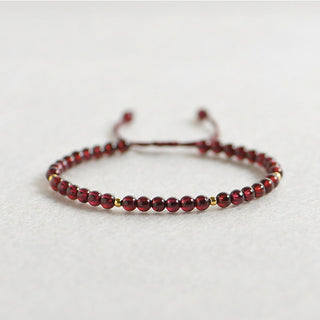 Buddha Gift Natural Garnet Golden Beads Stability Bracelet