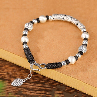 Buddha Gift Tibet Handmade Copper 999 Sterling Silver Auspicious Cloud Wealth String Bracelet