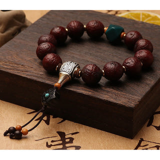 Buddha Gift Tibetan Bodhi Seed Agate Bead Luck Wealth Tassel Charm Wrist Mala