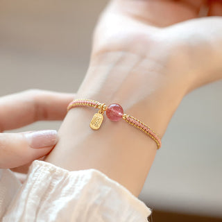 Buddha Gift Red Agate Jade Lotus Confidence Calm String Bracelet