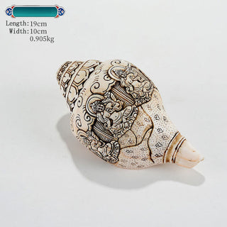 Buddha Gift Tibetan Handmade Engraved Shankha Buddha Avalokitesvara Conch Shell Wealth Decoration