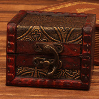 Buddha Gift Retro Small Square Wood Jewelry Box Lotus Grass Flower Grape Copper Coin Daffodil Jewelry Storage Box