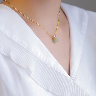 Buddha Gift Lucky Bead Jade Prosperity Chain Necklace Pendant