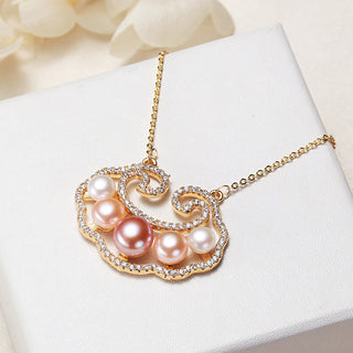 Buddha Gift 18K Gold Plated Natural Pearl Chinese Lock Charm Sincerity Necklace Pendant