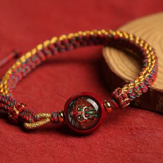 Buddha Gift Colorful Rope Cinnabar Thangka Blessing Braided Bracelet
