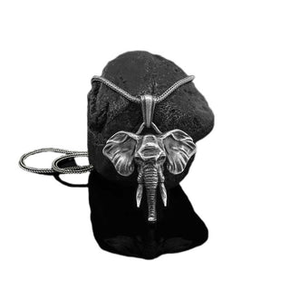 Buddha Gift Elephant Pewter Titanium Steel Strength Necklace Pendant