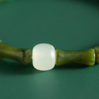 Buddha Gift Green Bamboo Jade Pattern Luck Abundance Bracelet