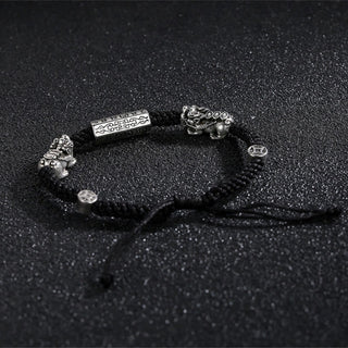 Buddha Gift Double PiXiu Feng Shui Copper Coin Om Mani Padme Hum String Bracelet