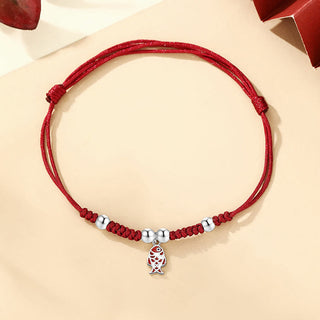Buddha Gift 925 Sterling Silver Luck Koi Fish Wealth Handcrafted Braided Red Bracelet