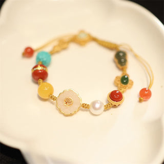 Buddha Gift 925 Sterling Silver Natural Hetian Jade Amber Red Agate Crystals Luck Bracelet