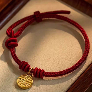 Buddha Gift Handmade Eight Thread Peace Knot Fu Character Charm Luck Happiness Red Rope Bracelet
