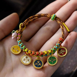 Buddha Gift Tibetan Colorful Rope Five God Of Wealth Luck Braid Bracelet