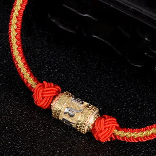 Buddha Gift 925 Sterling Silver Om Mani Padme Hum Prayer Wheel Luck Strength Red String Bracelet