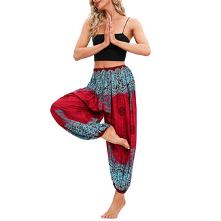 Buddha Gift Loose Circle-shaped Flowers Pattern Harem Trousers Women's Yoga Pants