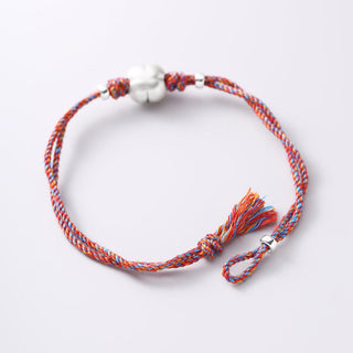 Buddha Gift 999 Sterling Silver Persimmon Luck Multicolored Braided Bracelet