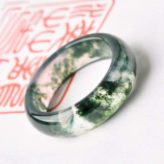 Buddha Gift Moss Agate Healing Balance Ring