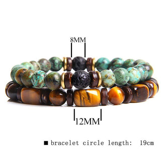 Buddha Gift 2PCS Healing Crystal Emperor Stone Tiger Eye Bead Bracelet