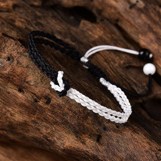 Buddha Gift Handmade Black White Rope Braided Healing Bracelet