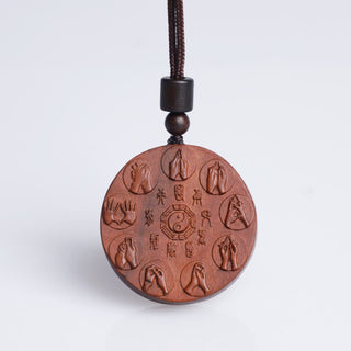 Buddha Gift Lightning Struck Jujube Wood Yin Yang Bagua Mountain Ghosts Spend Money Protection Necklace Pendant