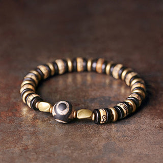 Buddha Gift Tibetan Bone Beads Ebony Wood Strength Bracelet