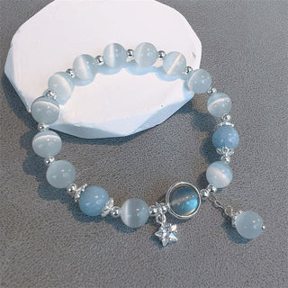Buddha Gift Cat's Eye Moonstone Butterfly Star Charm Support Bracelet