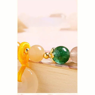 Buddha Gift 14K Gold Plated Colorful Golden Silk Jade Peace Buckle Wealth Bracelet