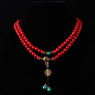 Buddha Gift Tibetan Mala Red Turquoise Lucky Necklace Bracelet