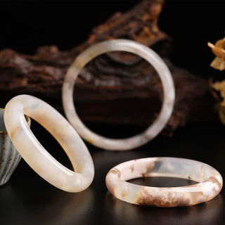 Buddha Gift Natural Sakura Agate Peace Bracelet Bangle
