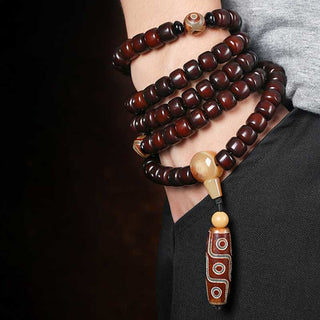Buddha Gift 108 Mala Beads Three-eyed Dzi Bead Nine-eye Dzi Bead Jade Luck Bracelet