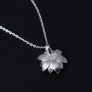 Buddha Gift 925 Sterling Silver Lazurite Lotus Flower Self Care Necklace Pendant