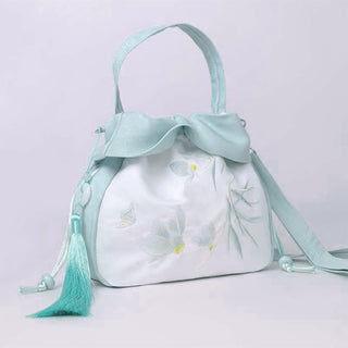 Buddha Gift Suzhou Embroidery Lotus Epiphyllum Magnolia Cotton Linen Tote Crossbody Bag Shoulder Bag Handbag