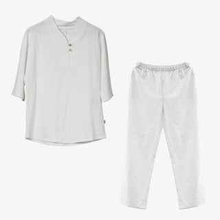 Buddha Gift 2Pcs Shirt Top Pants Meditation Zen Tai Chi Cotton Linen Clothing Women's Set