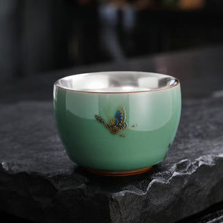 Buddha Gift Butterfly Goldfish Lotus Koi Fish Ceramic Teacup Kung Fu Tea Cup 120ml