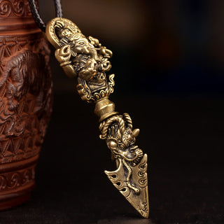 Buddha Gift Tibetan Ganesh Ganpati Elephant God of Wealth Dorje Vajra Spiritual Power Necklace Pendant
