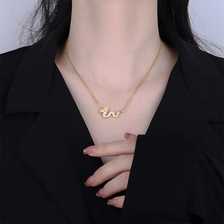 Buddha Gift 925 Sterling Silver Year Of The Dragon Auspicious Golden Dragon Luck Chain Necklace Pendant