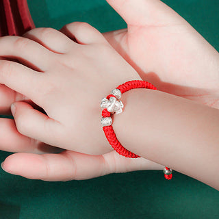 Buddha Gift 999 Sterling Silver Chinese Zodiac Red Rope Luck Handcrafted Kids Bracelet