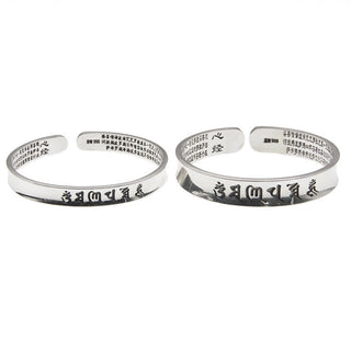 Buddha Gift 999 Sterling Silver Om Mani Padme Hum Heart Sutra Love Peace Bracelet Bangle