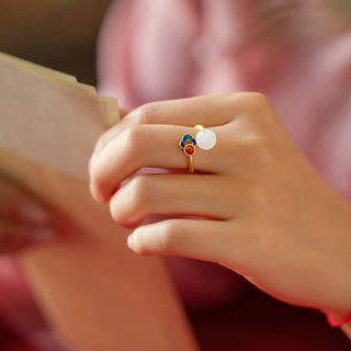 White Jade Auspicious Cloud Blessing Luck Ring