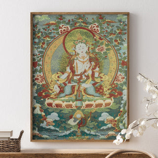 Buddha Gift Tibetan Embroidery White Tara Thangka Tapestry Wall Hanging Wall Art Meditation for Home Decor