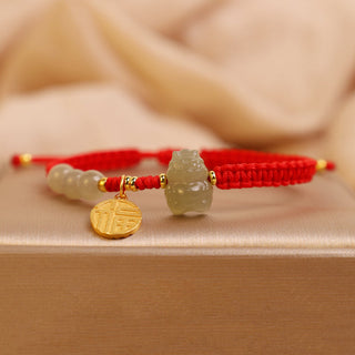 ❗❗❗A Flash Sale- Buddha Gift Year of the Dragon 925 Sterling Silver Hetian Jade Fu Character Luck Bracelet