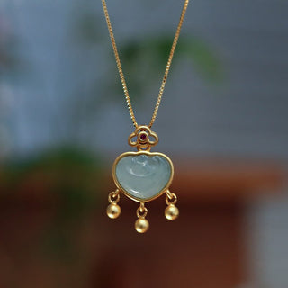 Buddha Gift 925 Sterling Silver Natural Jade Chalcedony Lock of Good Wishes Luck Necklace Pendant Bangle Bracelet