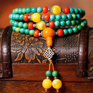 Buddha Gift 108 Mala Beads Tibetan Turquoise Dzi Bead Protection Bracelet