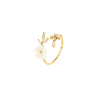 Buddha Gift Plum Blossom Leaf Pattern Copper Luck Ring